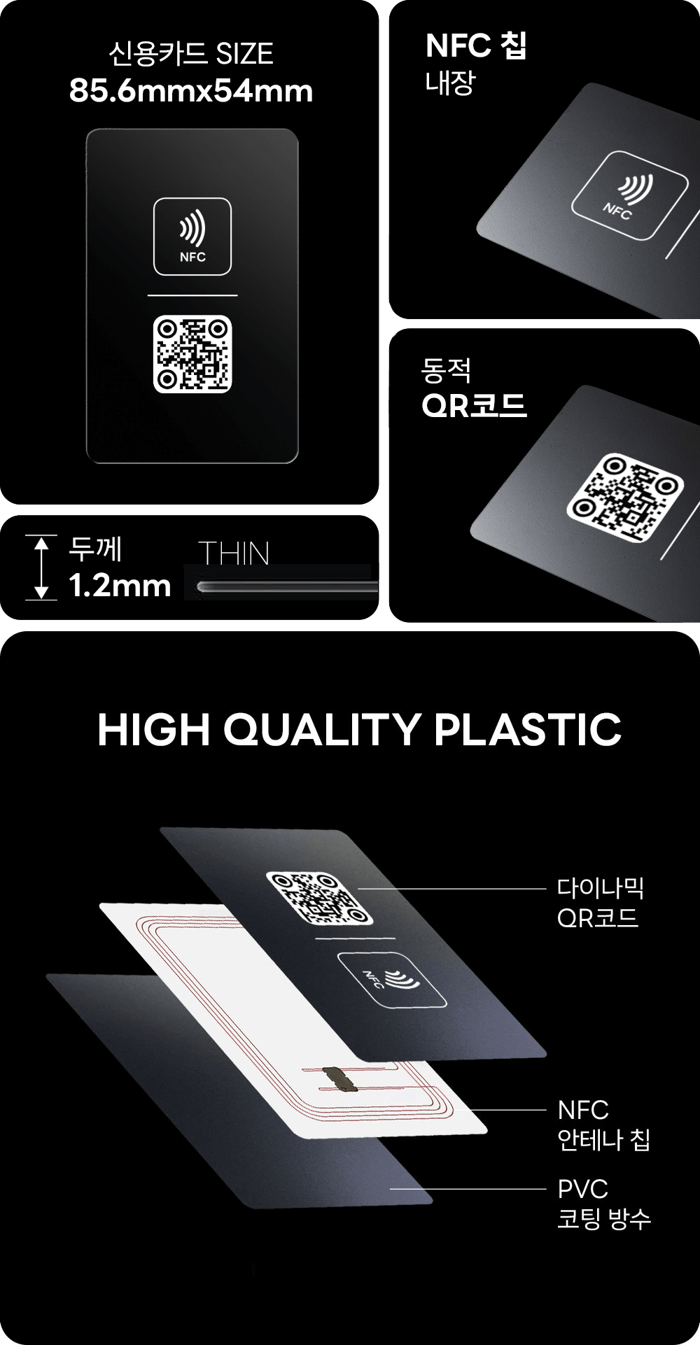 NFC, QR 코드가 있는 비즈니스 명함
